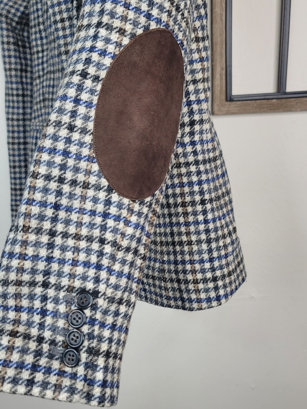 J. Crew Campbell Blazer Abraham Moon Tweed Houndstooth Patch Size 10 - Picture 5 of 10